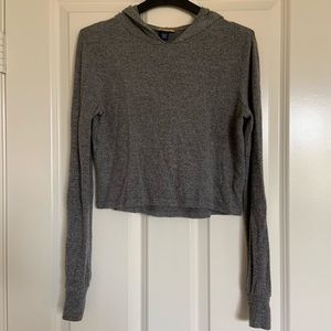 Gray hooded top